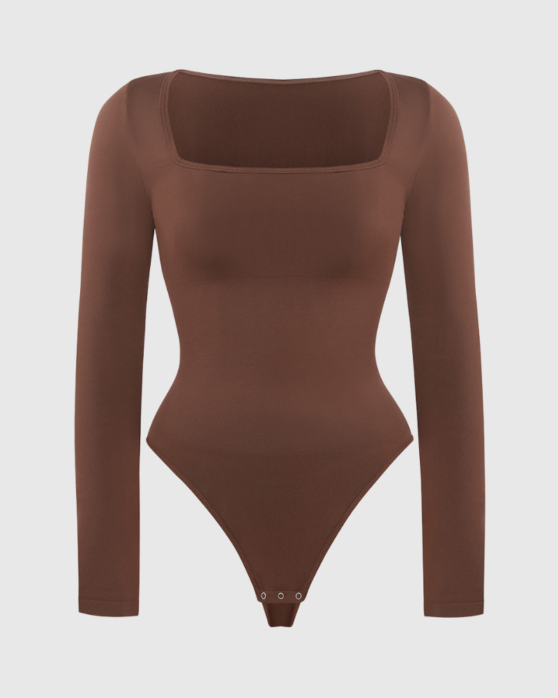 Body a maniche lunghe con scollo quadrato