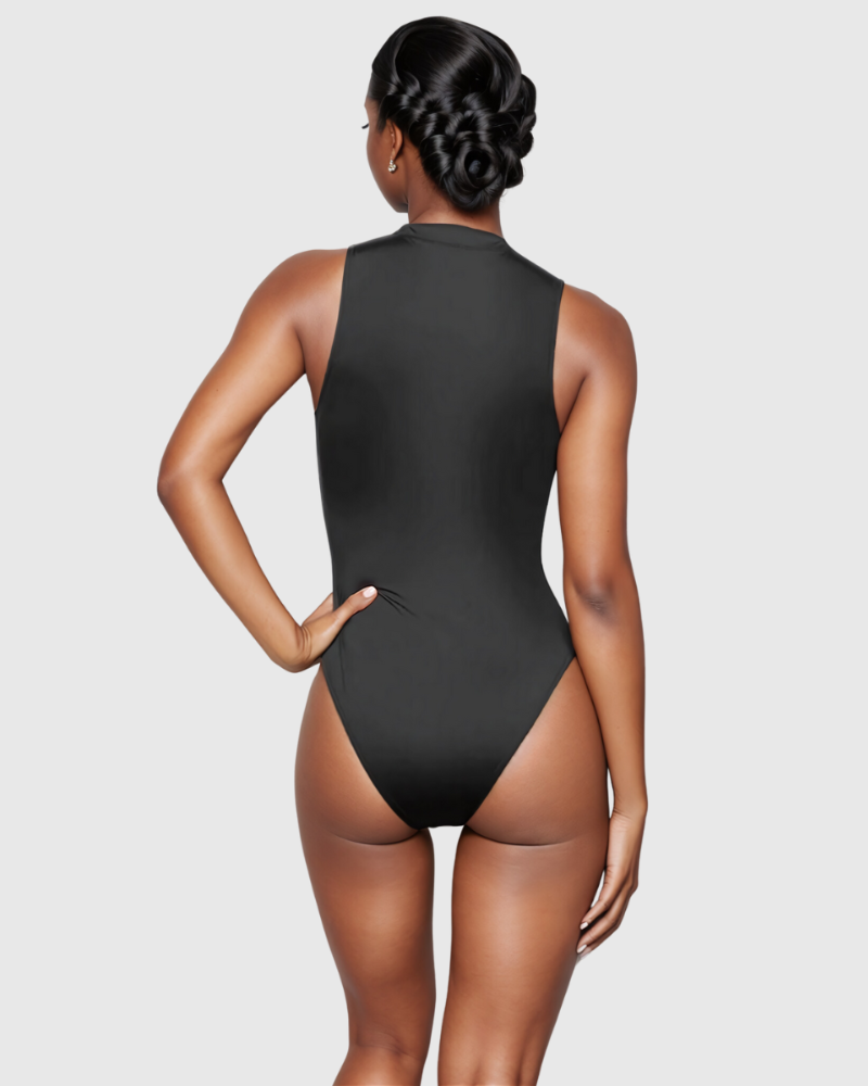 Costume da Bagno Modellante con Collo Chiuso e Cerniera