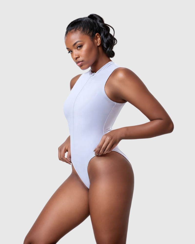 Costume da Bagno Modellante con Collo Chiuso e Cerniera
