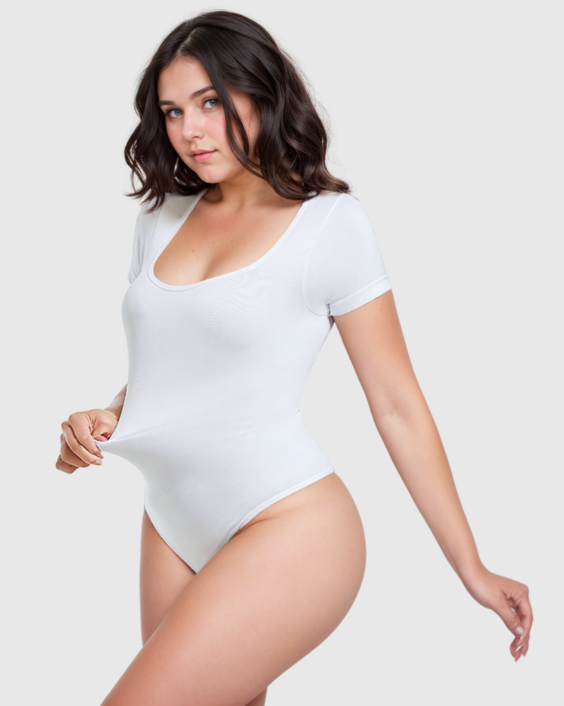 Body a Maniche Corte con Scollo Quadrato