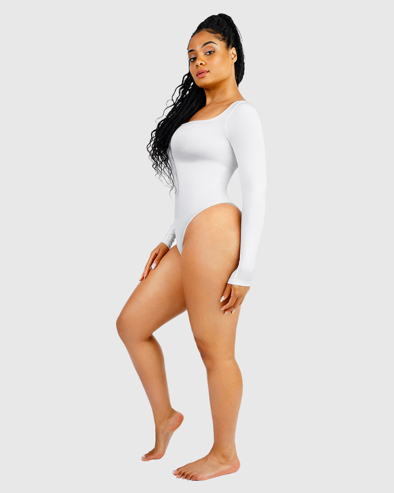 Body a maniche lunghe con scollo quadrato