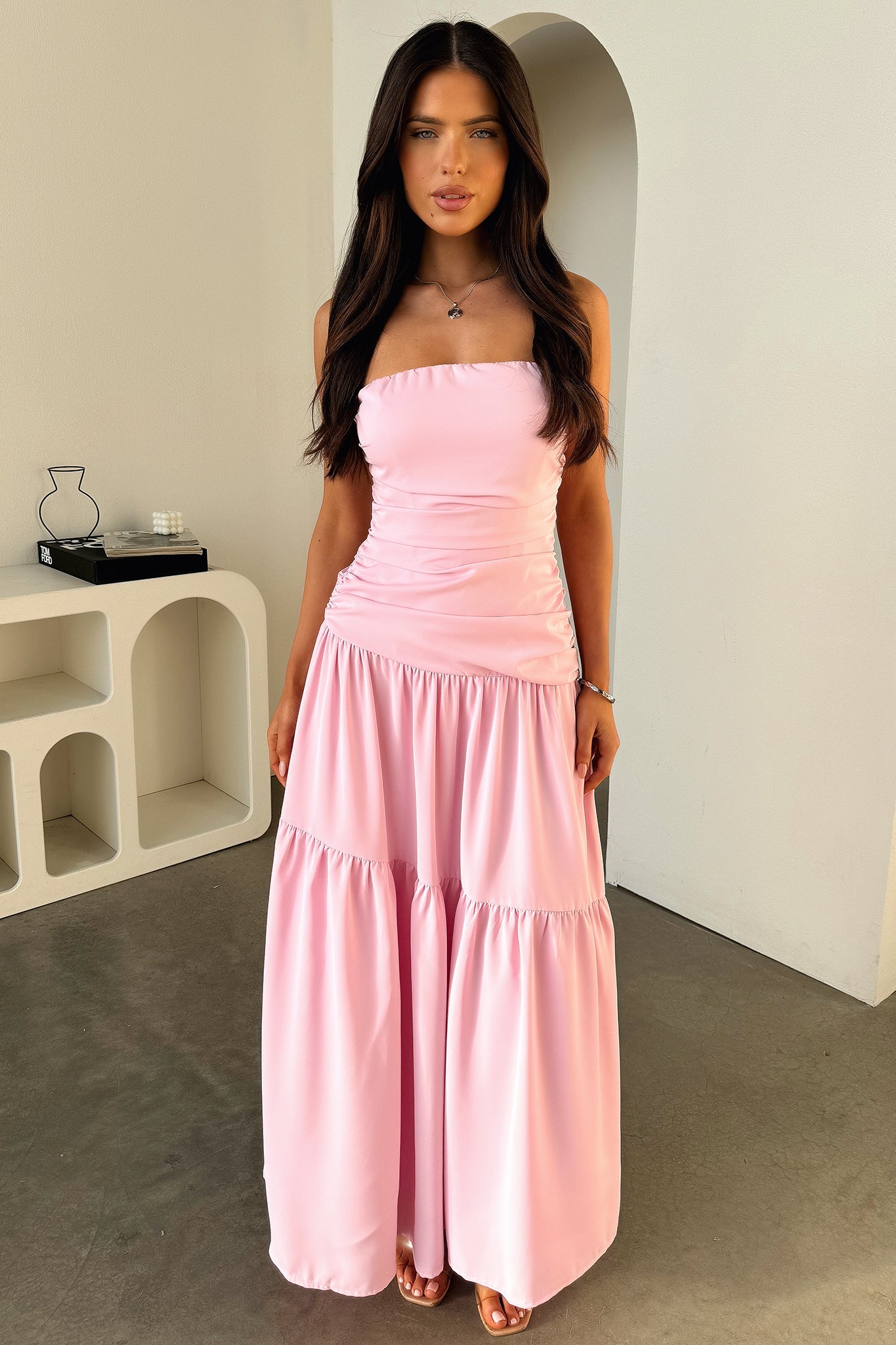 Charlotte Strapless Maxi Dress - Rosa