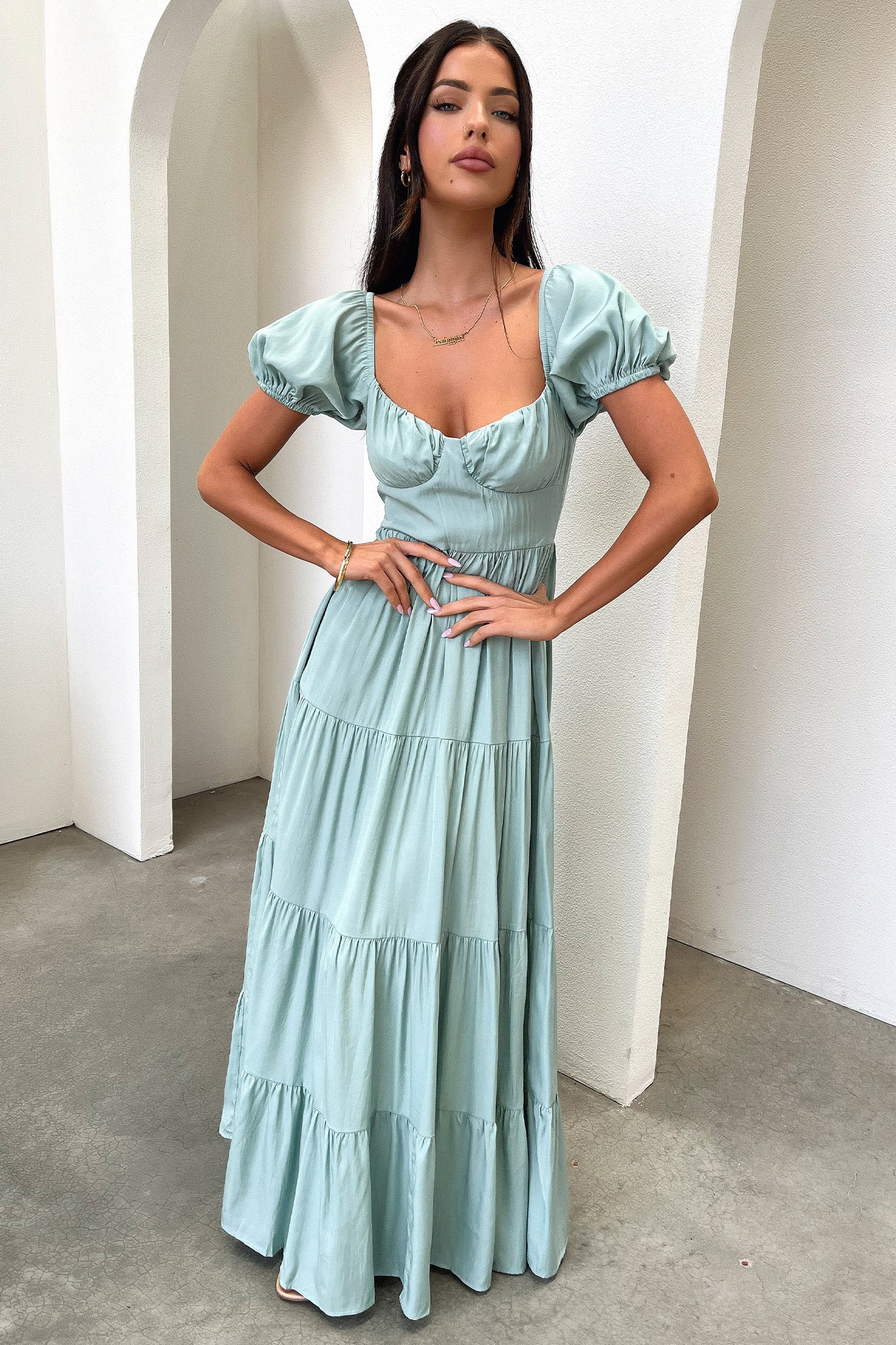 Levona Maxi Dress - Verde Salvia