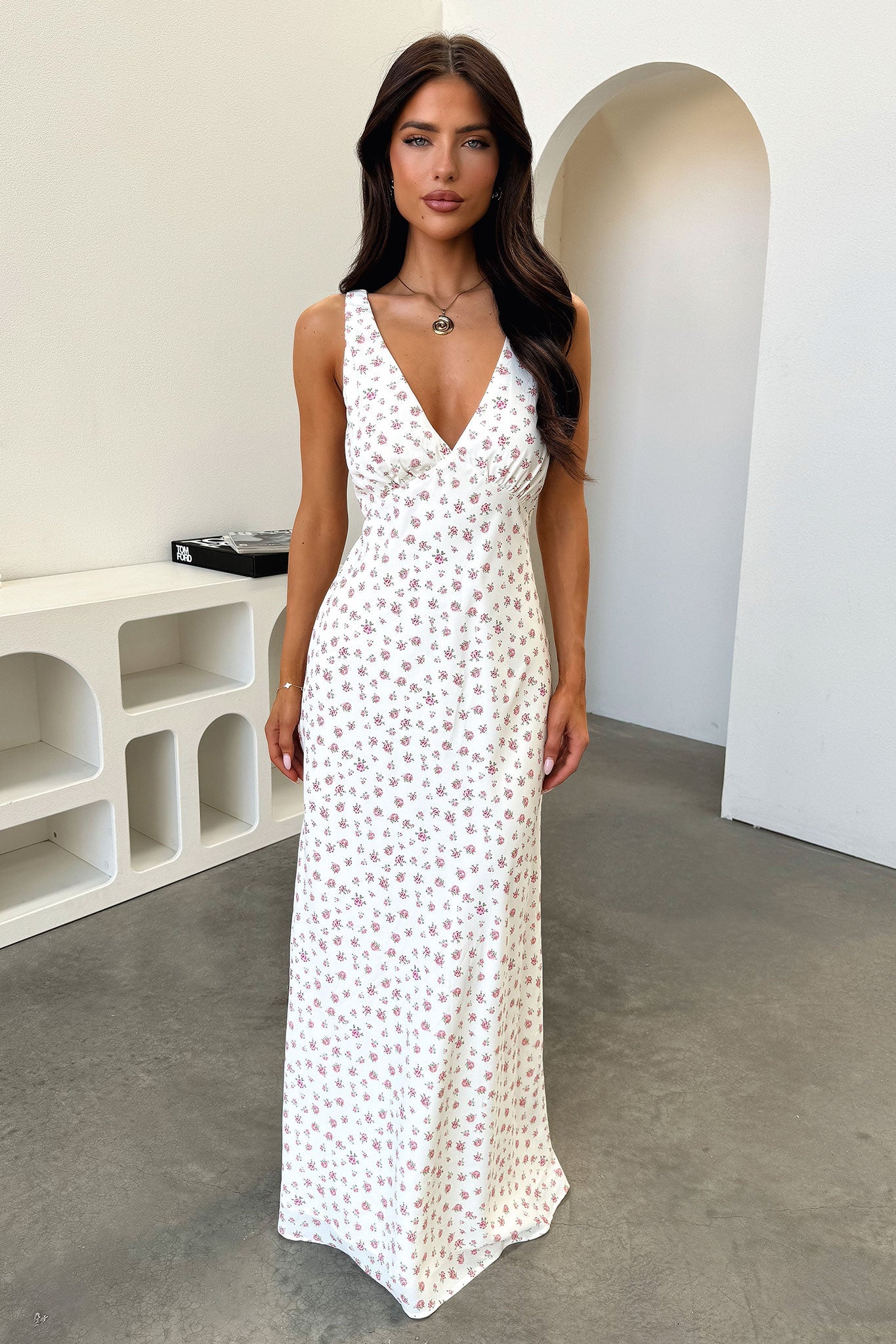 Naf V-Neck Maxi Dress - Floral Rosa Palo