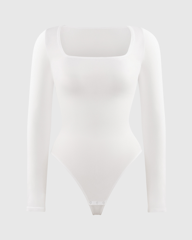 Body a maniche lunghe con scollo quadrato