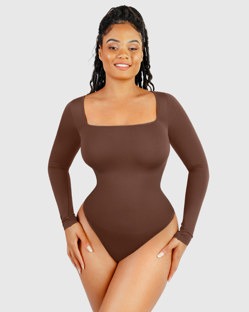 Body a maniche lunghe con scollo quadrato