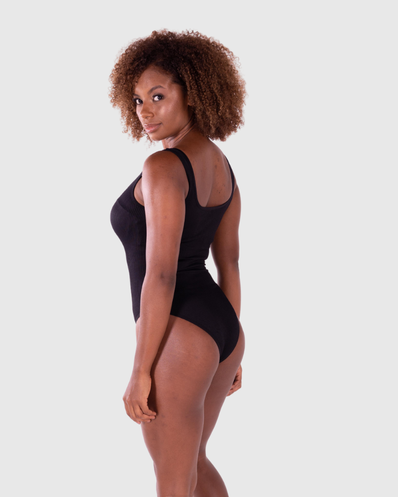 Body a Costine con Scollo Quadrato