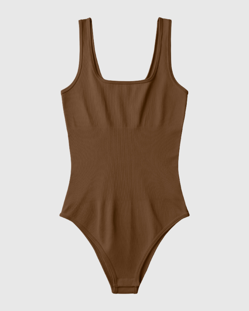 Body a Costine con Scollo Quadrato