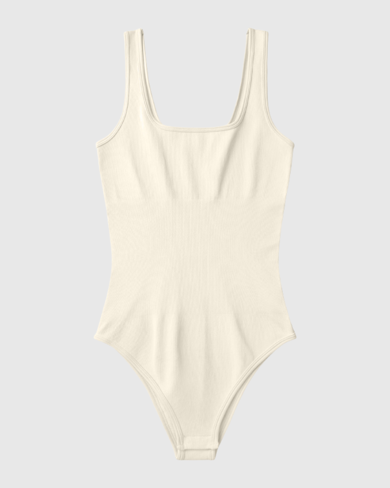 Body a Costine con Scollo Quadrato
