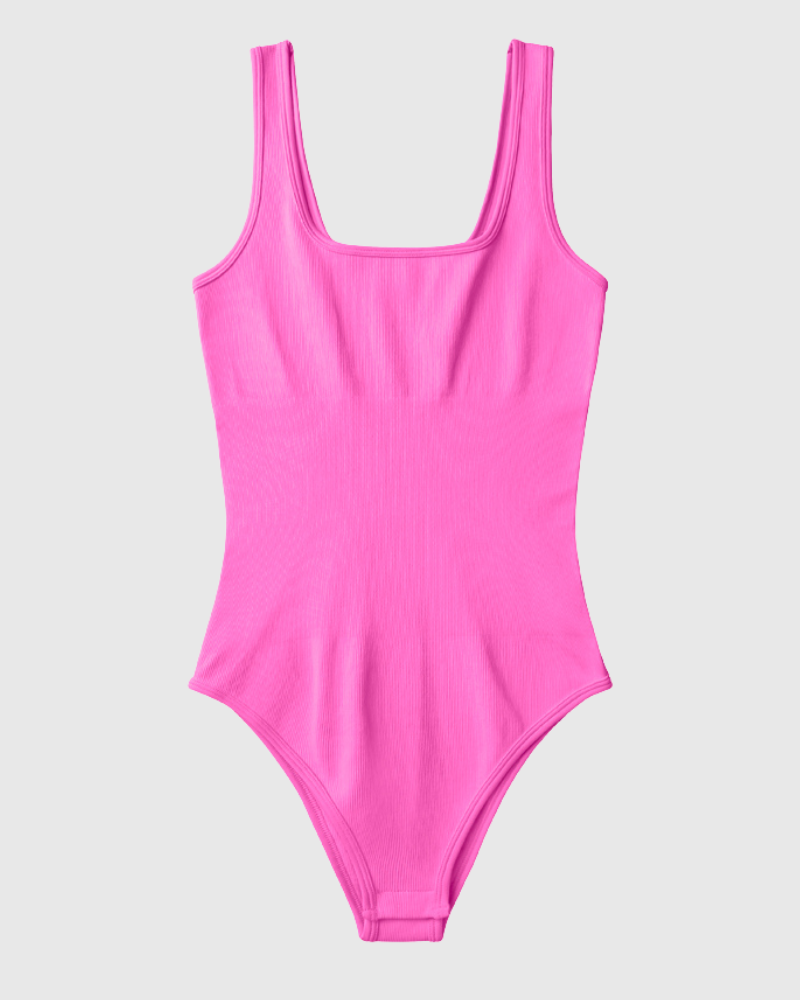 Body a Costine con Scollo Quadrato