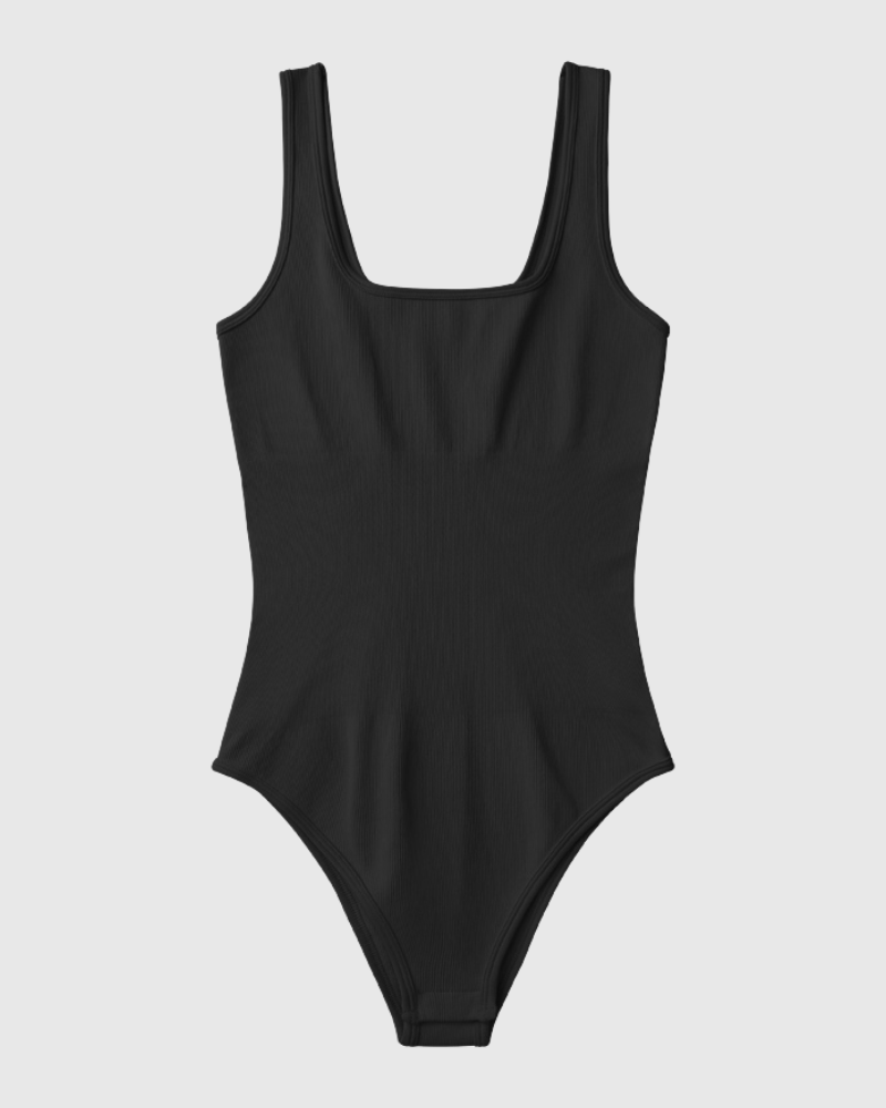 Body a Costine con Scollo Quadrato