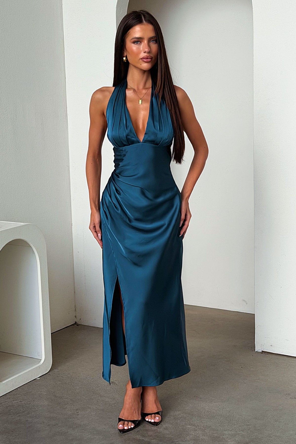 Avalea Halterneck Maxi Dress - Esmeralda