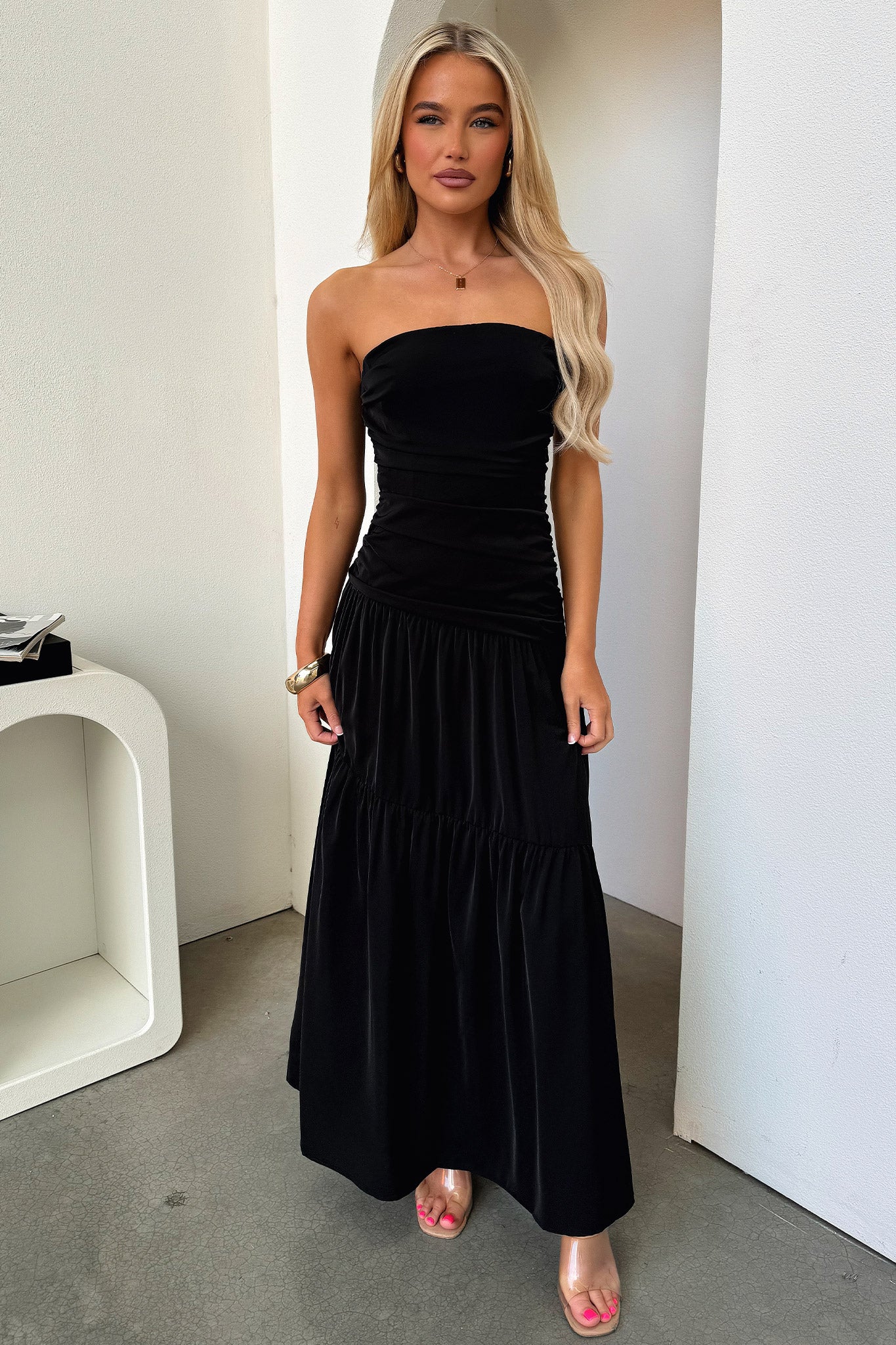 Charlotte Strapless Maxi Dress - Negro