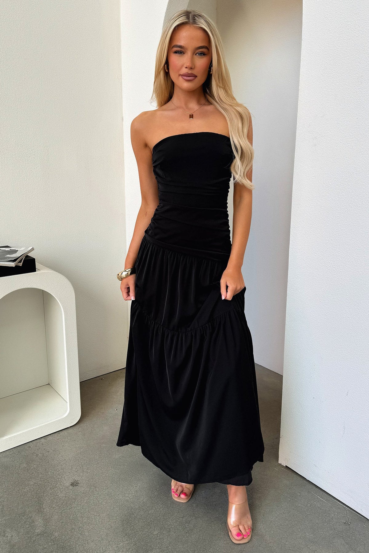 Charlotte Strapless Maxi Dress - Negro