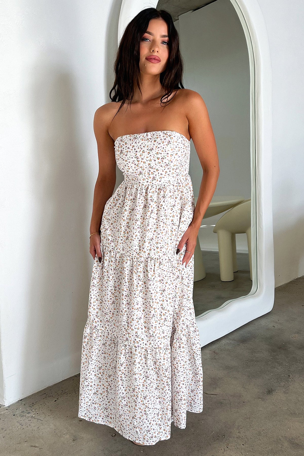 Hailey Maxi Dress - Floral Blanco