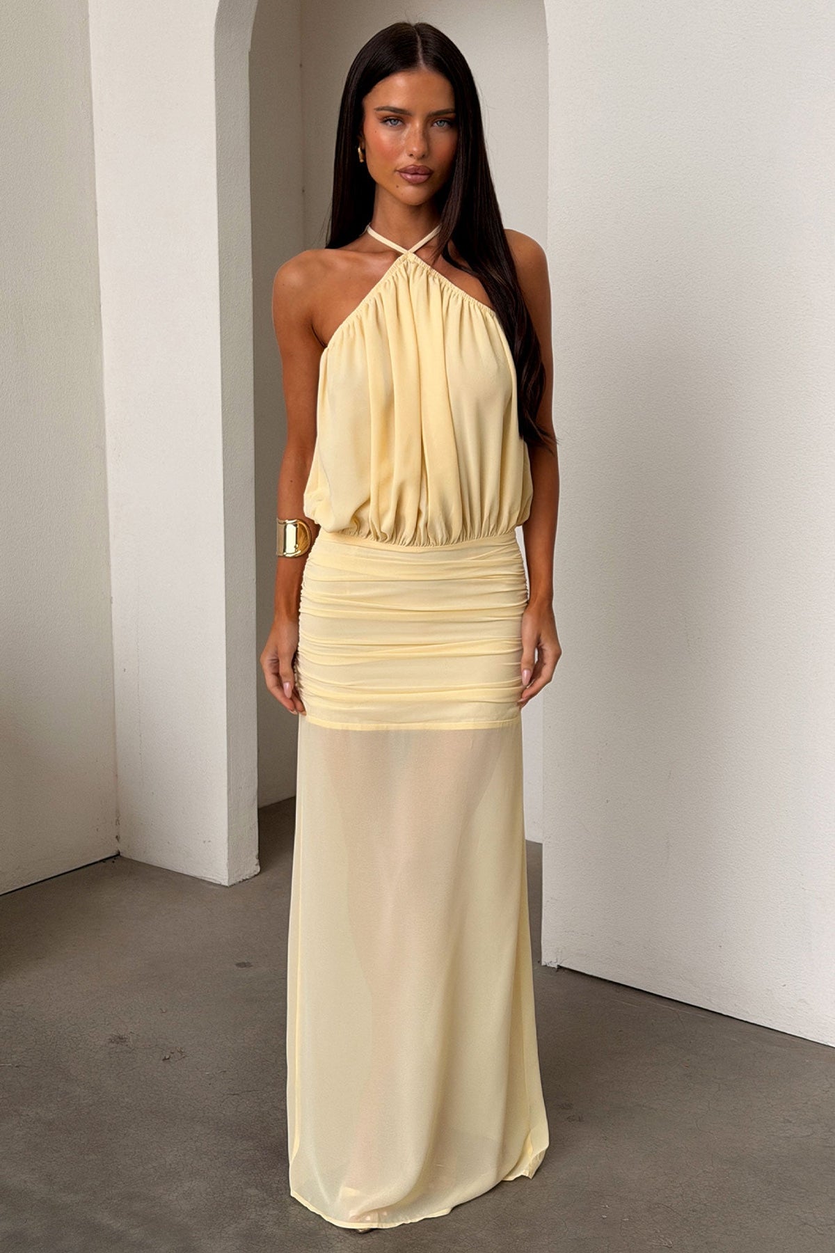 Milly Halter Neck Maxi Dress - Amarillo